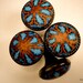 FOR ANGIE Polymer Clay Cabinet Knobs Pulls/ Set of FOUR CoCo and Sea Blue Clay / Metal
