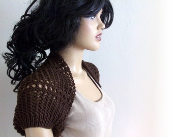 Brown Elegant Shrug-Knitting Shrug - Any Season-Brown Bolero-New Item