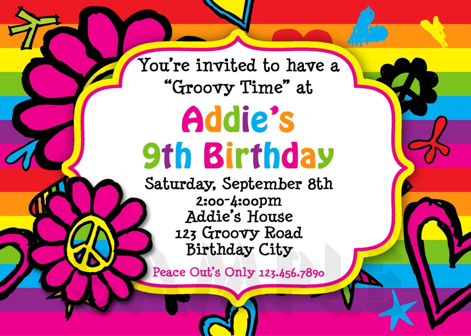 Hippie Party Invitations Free 10