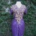 Sale Vintage 1980s Purple and Gold Heavily Beaded Cut Out Back Silk Mini Cocktail Dress M/L