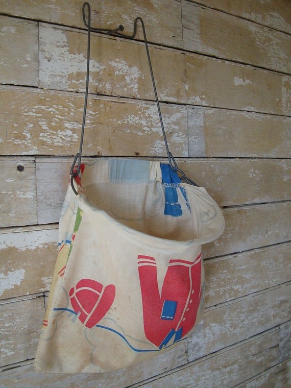 Vintage Clothes Pin Bag Adorable Cotton