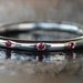 2mm Thick Three Stone Sterling Silver Stacking Ring 925 and Three Red Rubies Handmade Size: 7