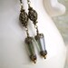 Victorian Earrings of Green and Brass - ornate filigree beads and finding with green Picasso Czech glass beads - Victorian Jewelry