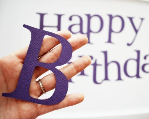 Die Cut Letters, Happy birthday die cut letters in Purple for Banner (3.5 inches tall) Textured Cardstock A83 Il_570xn