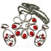 Vintage Red Atomic Flower Necklace and Earring Set Signed Celebrity