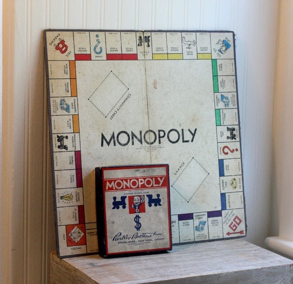 1936 Vintage Monopoly Board and Game Wood pieces Americana