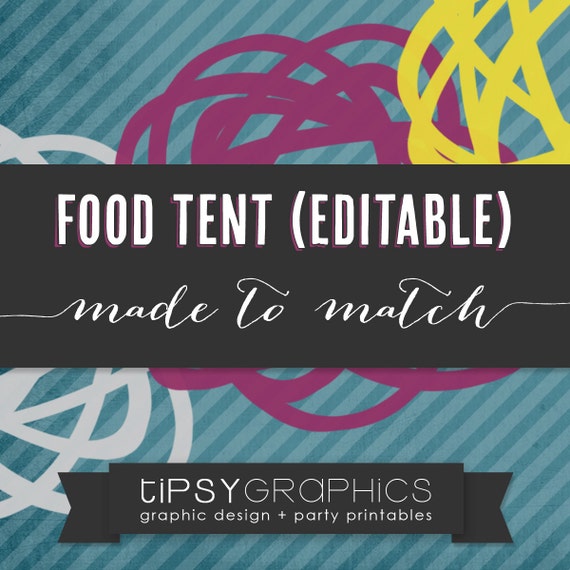 Food Tent / Place Card. Editable PDF. Printable DiY ADD ON. Made to Match any Tipsy Graphics Design Il_570xn