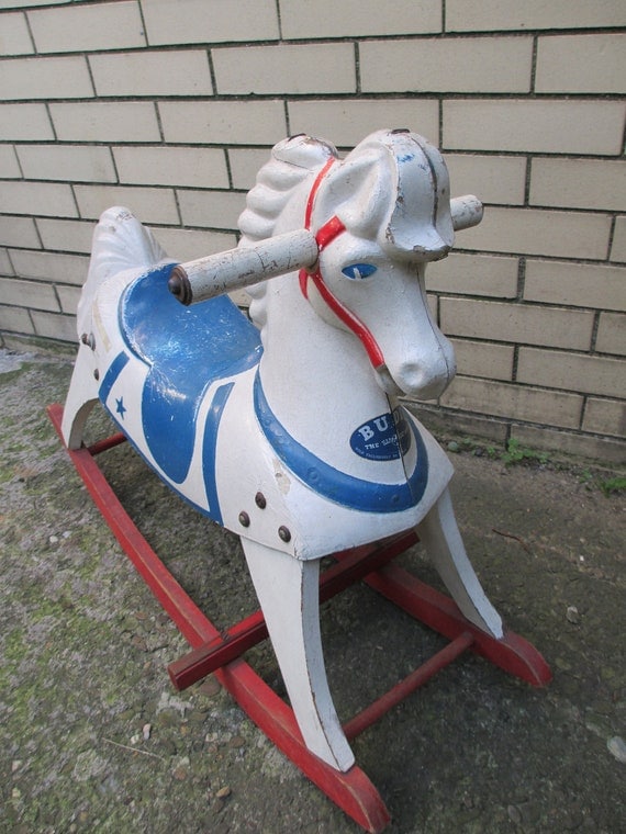 ROCKING HORSE Distressed Antique Toy BUDDO The Happi Time