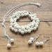 SALE, Ivory Pearl Jewelry Set, Cluster Bracelet, Necklace, Earrings, Bridal Jewelry