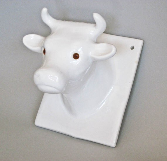 Ceramic Cow Head Hanger Towel Hanger Wall Plaque