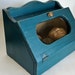 Wooden Breadbox Glass Window Hand Painted Distressed Dark Teal 16 x 11