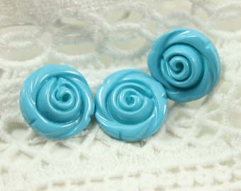 Flower Plastic Buttons - Blue Flower in Full Bloom Plastic Buttons. 10 in a set, 0.63 inch