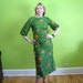 Gown Dress Vintage 60s 1960s Hawaiian Green Floral DRAMATIC BACK M Medium