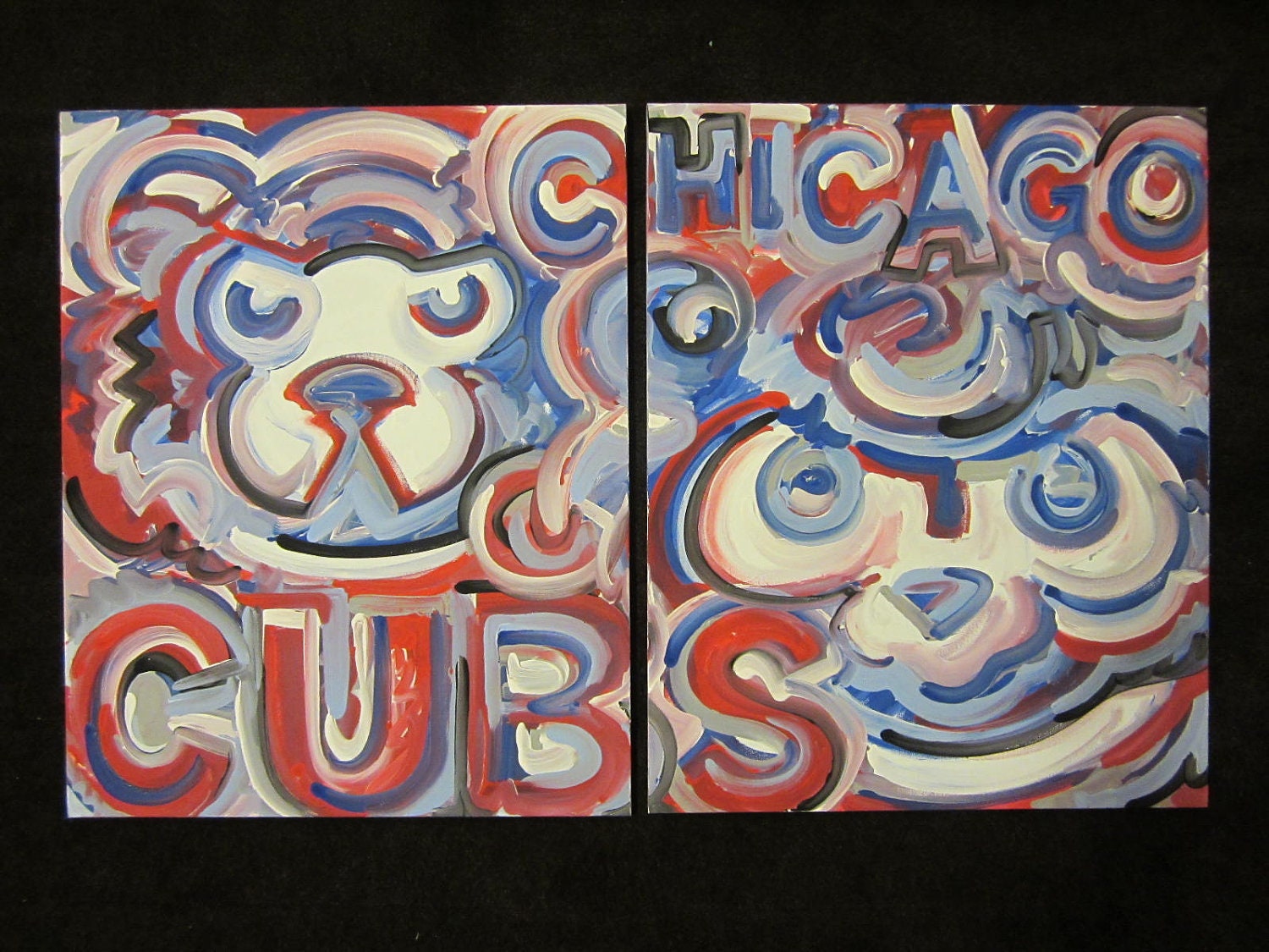 Chicago Cubs Painting Set of 2 by Justin Patten Sports Art