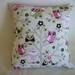 Pink Owl Pillow Cover 14 x 14 Pinks Green Owls on Branches