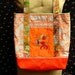Handcrafted Summery Tote/Market Bag with Embroidered Orange Silk Pocket, Batik Handles, Damask Print Body