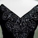 Mike Benet Formals Black Strapless Velvet Evening Dress with Silver Beads and Black Sequined Embellishment