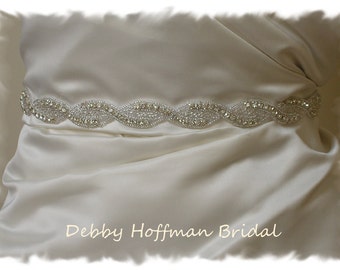 Wedding Dress Sash, 29 inch Rhinestone Crystal Bridal Sash, Bridal Wedding Belt, No 1121S, Beaded Wedding Sash, Belt, Wedding Accessories