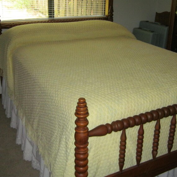 Vintage Chenille Yellow Bedspread 94 x 101