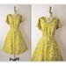 50's Chiffon Dress // Vintage 1950's Floral Print Chiffon Garden Party Mad Men Cocktail Dress XL XXL