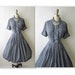 50's Plaid Dress // Vintage 1960's Blue Plaid Cotton Shirtwaist Casual Dress S