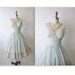 Reserve for Cheryl 50's Chiffon Dress // Vintage 1950's Embroidered Gold Blue Chiffon Party Prom Wedding Dress M