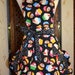 Retro 3 in 1 Apron Cupcake With Black White Polka Dot Print Full and Half Reversible Bib
