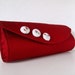 Scarlet red silk clutch with fabric buttons, formal clutch bag