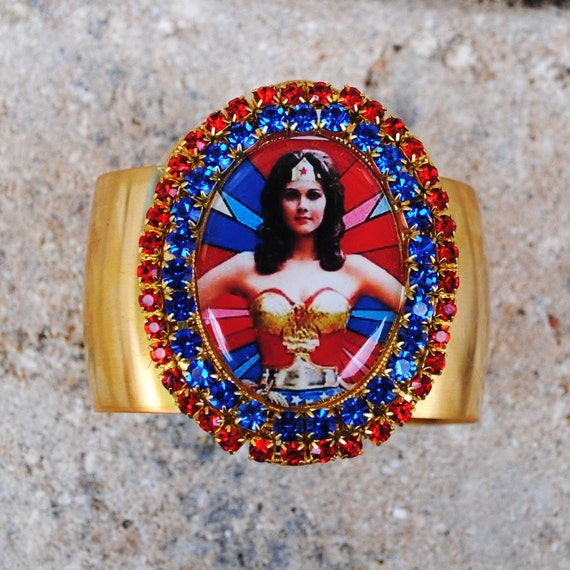 Wonder Woman Crystal Trimmed Cuff Bracelet