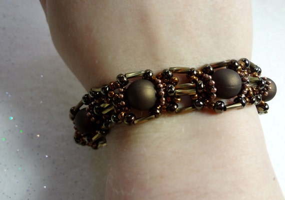 Items similar to Brown Beadwoven Bracelet by MegansBeadedDesigns on Etsy