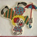 REDUCED Happy Acrobat Clown Wall Hanging Needle Punch Brightly Colored Handmade Free Shipping in USA