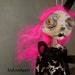 Zombie dead ornament art doll head spooky ornie OOAK Pink