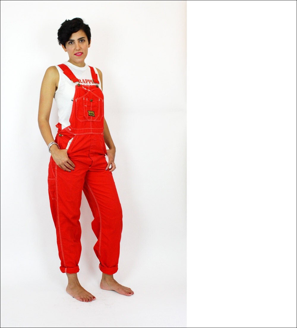 red overalls XS/S cotton jumpsuit