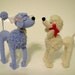 Needle Felted Snooty Poodle, White with Red Bows