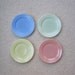 Set of Vintage Hazel Atlas Ovide Milk Glass Pastel Plates Green Yellow Blue Pink