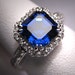Vintage Sapphire Ring Sim. Diamonds Art Deco Style