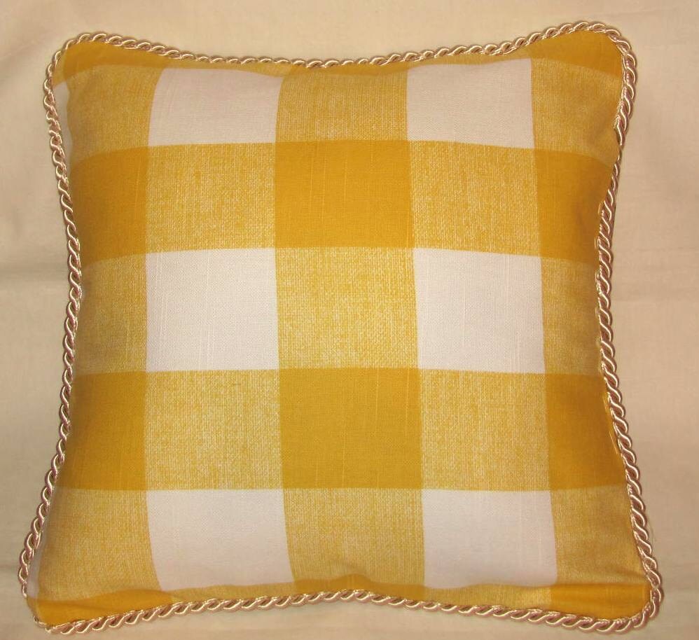 French Country Cottage Pillow Yellow Provence Buffalo Check