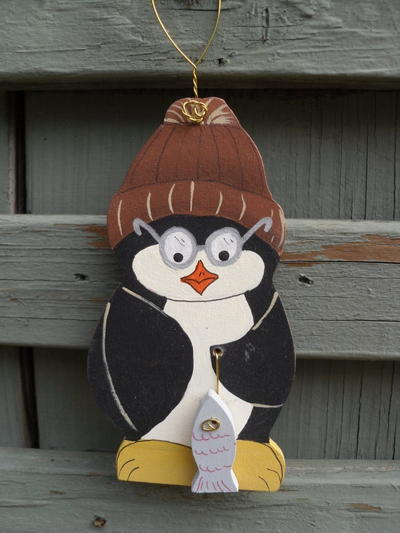 Penguin Handmade Wood Christmas Ornament