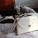 SALE Vintage Versatile White and Gold Purse with Metal Frame