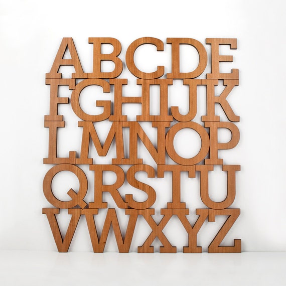 Wood Alphabet Letter Modern Typography by graphicspaceswood