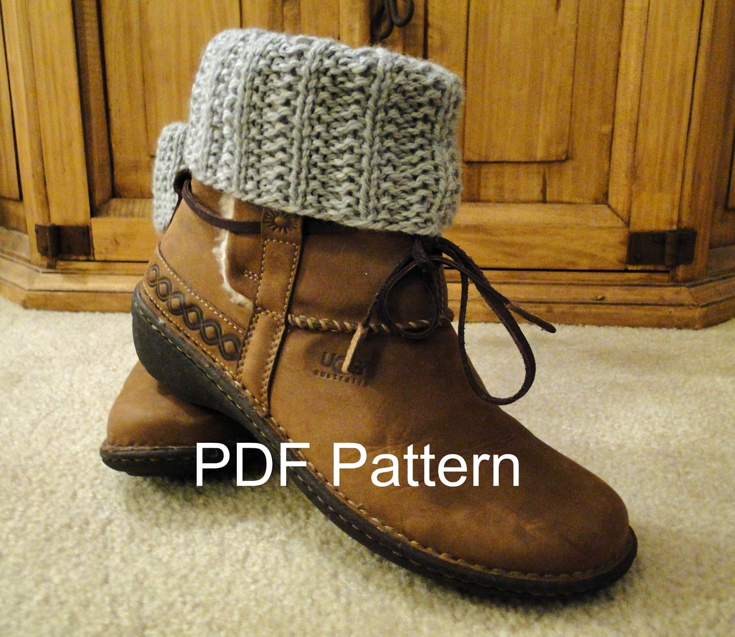 PDF PATTERN Knit Boot Cuff Leg Warmers for Teens or Adults in