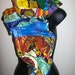 ON SALE -African muse ruffled Patchwork African Print, Boho Scarf Scarflette,multicolor and reversible and OOAK
