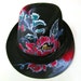 One of Kind Fedora Handpainted Red Lotus Unisex Hat