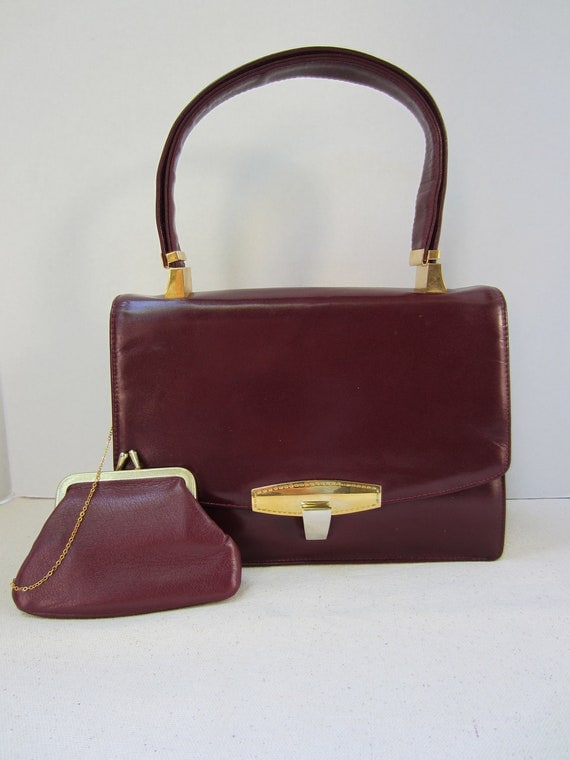 Leather KORET Vintage Oxblood Handbag with original Coin Purse