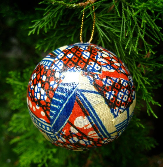 african decoupage christmas ornament orange blue and by african decoupage christmas ornament orange blue and by