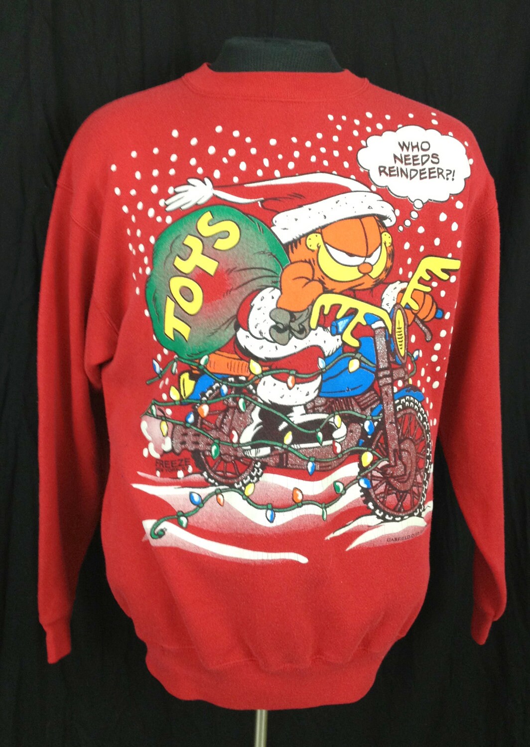 Vintage ugly Christmas Sweater Sweatshirt Garfield toys Santa