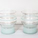 Vintage Glasses Glass Tumblers Pair Green Gold Band Frosted