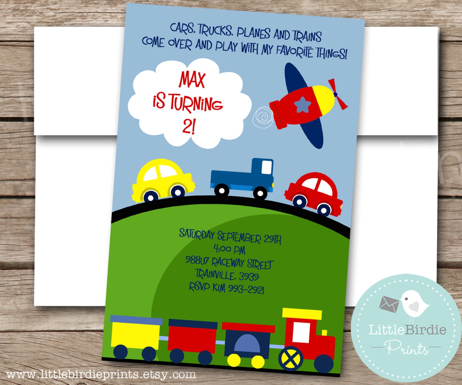 TRANSPORTATION Birthday Invitation by littlebirdieprints on Etsy
