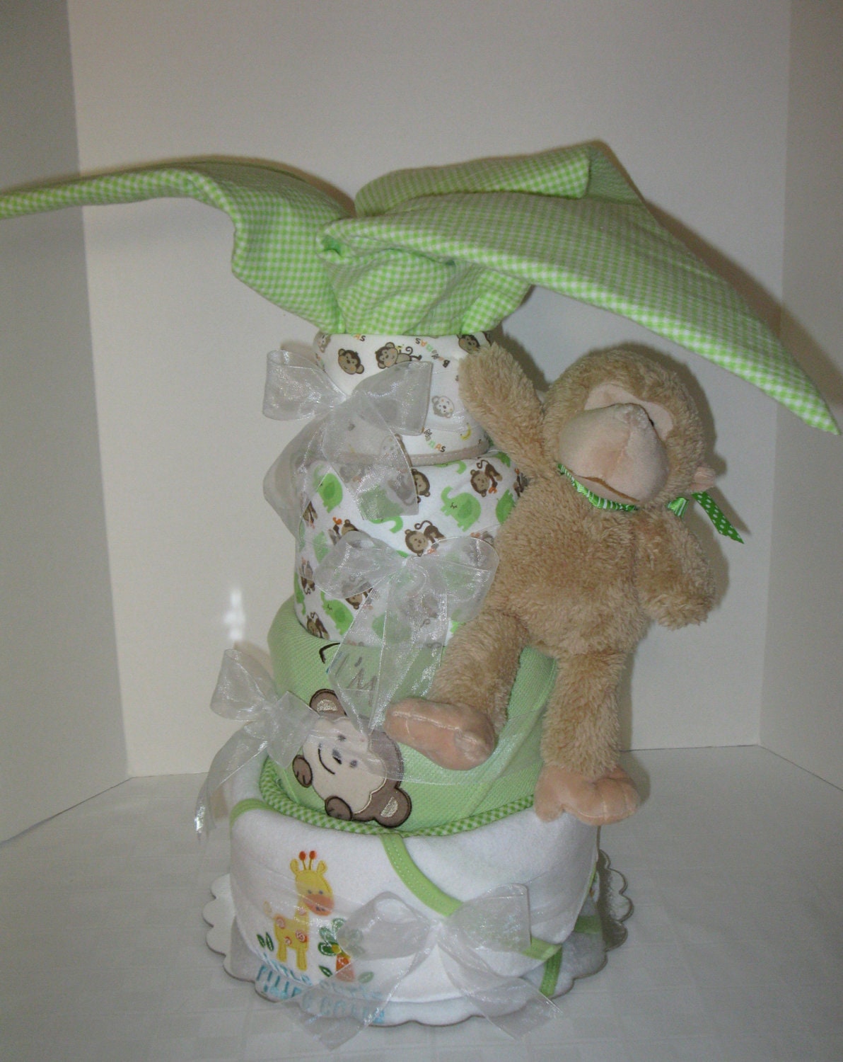 Palm Tree Diaper Cake Jungle Safari Monkey by arizonababycakes