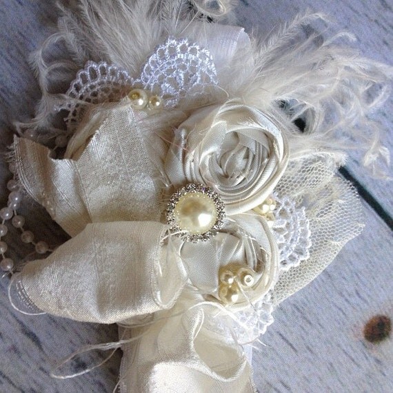 VINTAGE BLESSING baby headband baptism by Cozette Couture